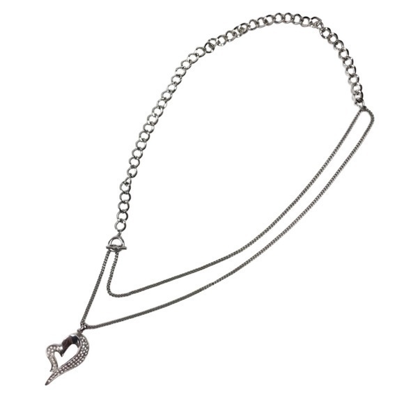 Long Chain Heart Pendant Necklace